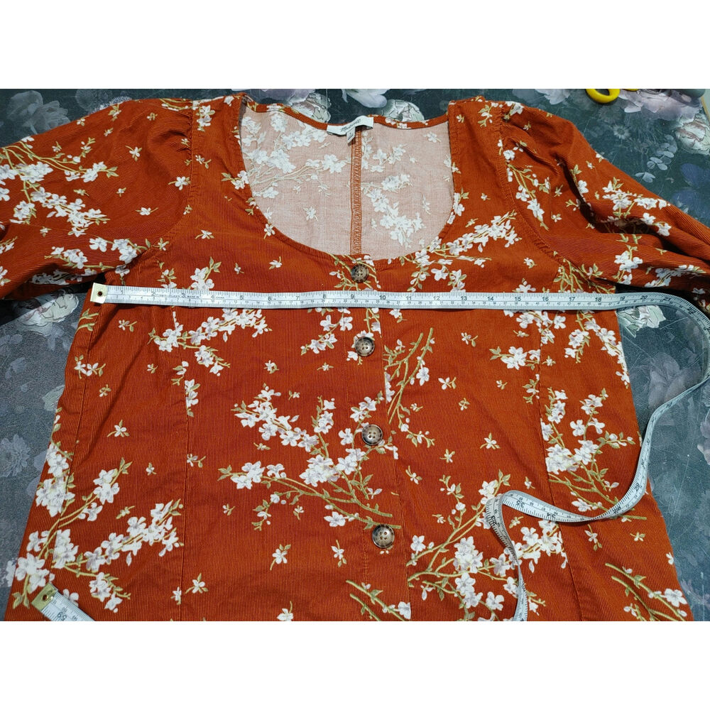 Madewell Corduroy Shirred-Sleeve Button-Front Top Farmstand Bouquet Womens L - Picture 6 of 7